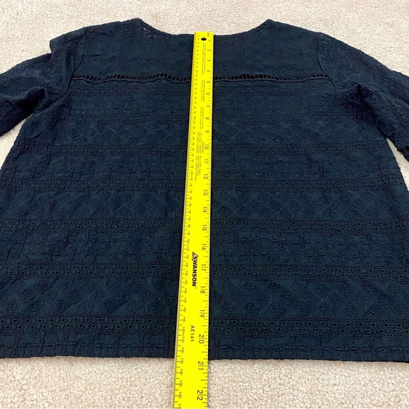 Gap Black Bell Sleeve Eyelet Embroidered Top - Picture 8 of 10